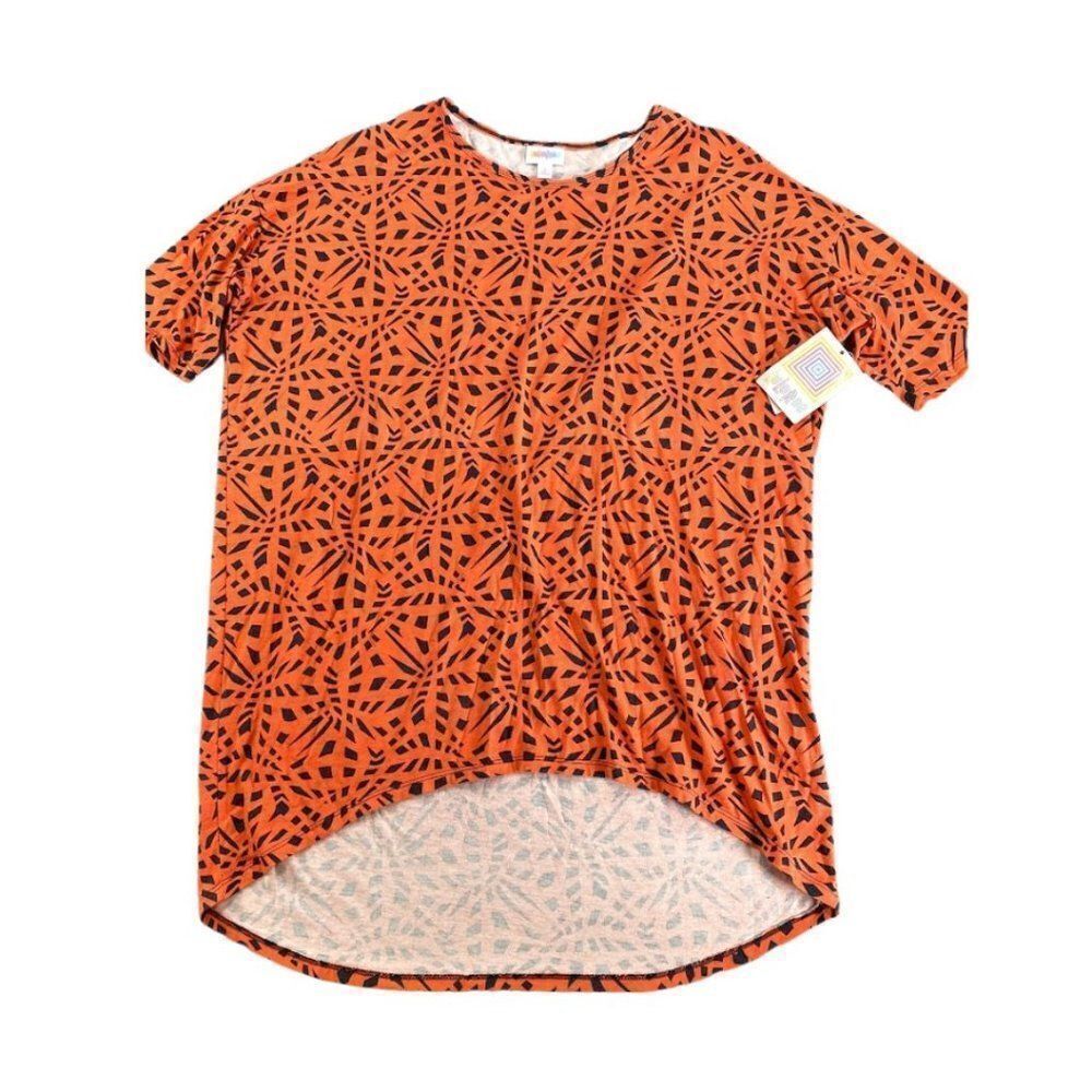 LuLaRo‎ Irma Orange Black Tunic Top High Low Small